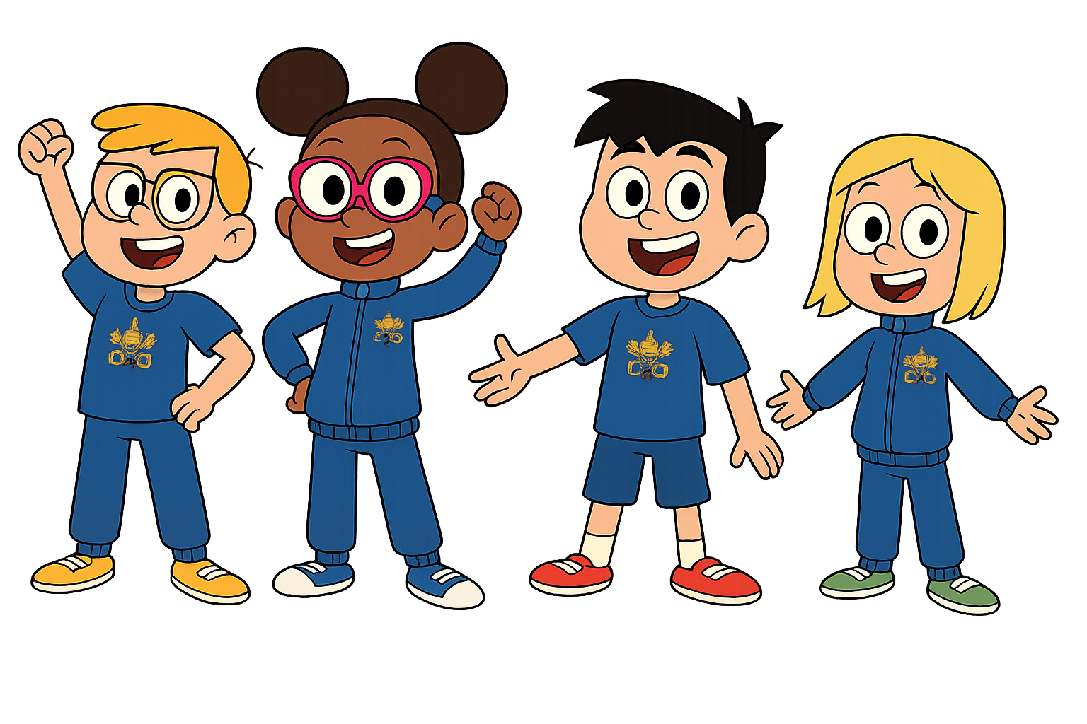 4 bambini vestiti con la divisa dell'istituto